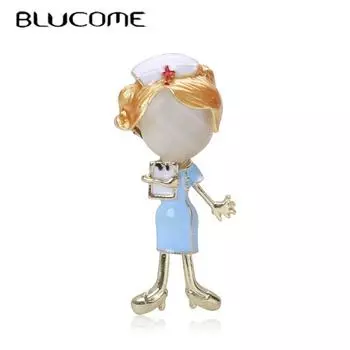 Blucome, милая брошь для маленькой медсестры, трендовое индивидуальное темпераментное пальто, кардиган, корсаж, модные аксессуары, булавка розовый