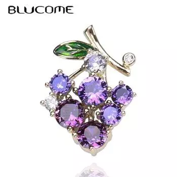 Blucome милая брошь с имитацией кристаллов винограда, женская модная модная булавка для воротника, кардиган, фиксированные аксессуары для одежды фиолетовый