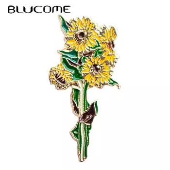 Blucome, милая брошь с лавандовым подсолнухом для женщин, милый свитер для девочек, пальто, шпильки для хиджаба, подарок на Новый год оранжевый