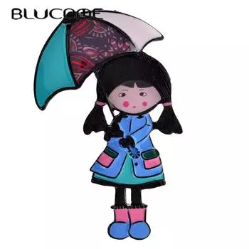 Blucome, милая брошь с зонтиком для девочек, женская брошь для пальто, костюма, сумки, булавки для хиджаба, подарки на Новый год розовый