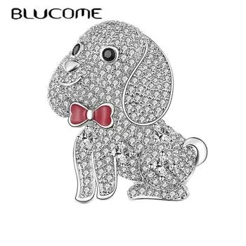 Blucome милая брошь в виде собаки, медные булавки в виде животных, женская брошь для пальто, костюма, булавки для хиджаба, подарок на Новый год золотой
