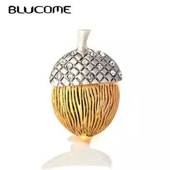 Blucome, милая брошь в виде сосновой шишки, изысканные ювелирные изделия из сплава с кристаллами для женщин и девочек, праздничное платье-свитер, шарф, булавки для рюкзака с лацканами, подарок жёлтый