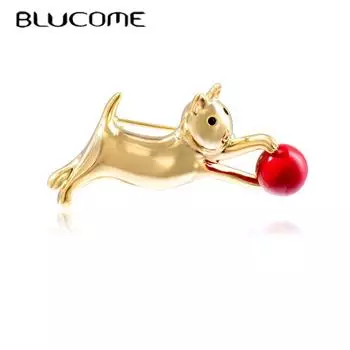 Blucome, милая маленькая кошечка, брошь в форме мяча, золотой цвет, корсажный костюм, сумка, шарф, шляпа, булавки, ювелирные изделия для женской одежды золотой