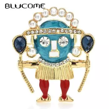 Blucome милая нация вождь фигурка броши для женщин унисекс эмаль чужой повседневная брошь для вечеринки булавки модные украшения синий