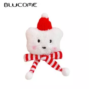 Blucome, милая плюшевая брошь в виде медвежонка для женщин и мужчин, шарф, пальто, новогодний, рождественский подарок белый