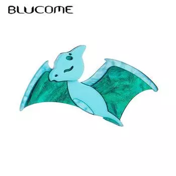 Blucome, милая стильная брошь для сумок, одежды, акриловый материал, милый летающий динозавр, женская брошь, украшения для девочек, подарки зелёный