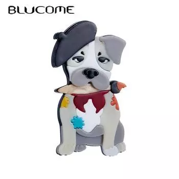 Blucome, милая стильная брошь, женская акриловая брошь в форме милой собаки, булавка, Новое поступление, ювелирные изделия для девочек на сумки, одежда серый