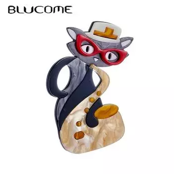 Blucome, милая стильная женская брошь, стеклянная шляпа, женская брошь-кошка, милые стильные украшения для девочек, одежда на сумках