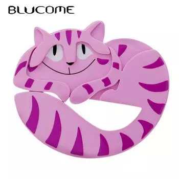 Blucome милые акриловые броши с розовым котом для женщин из ацетатного волокна, летние модные ювелирные изделия с животными, высокое качество фиолетовый