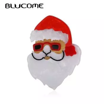 Blucome, милые акриловые броши с Санта-Клаусом, булавки для детей и женщин, ручная работа, подарки для рождественской вечеринки, брошь, шляпы, аксессуар для платья красный