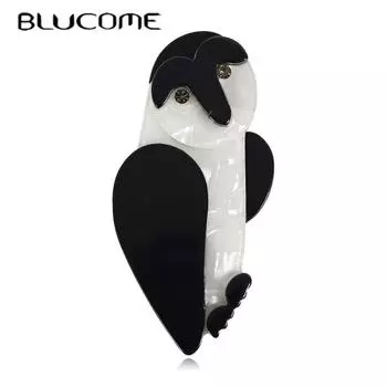 Blucome милые броши из смолы с совой для женщин, модная ручная работа, брошь из ацетатного волокна в виде животных, птиц, булавка, акриловая брошь, ювелирные изделия, подарки чёрный
