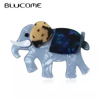 Blucome модная акриловая большая брошь со слоном, милое животное, тайский слон, смола, булавки, ювелирные изделия для женщин, аксессуары для сумок синий