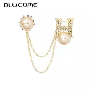 Blucome модная брошь-цепочка для женщин жемчужная цепочка булавки для костюма хиджаб булавки для лацкана золотой