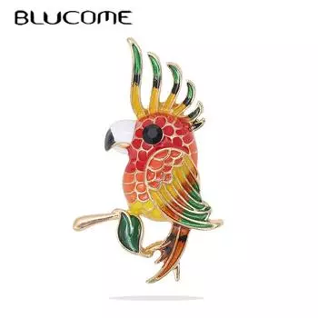 Blucome модная брошь с милой птицей и животным, цвет попугая, эмалированная булавка, женские украшения, аксессуары для одежды, подарок на Новый год красный