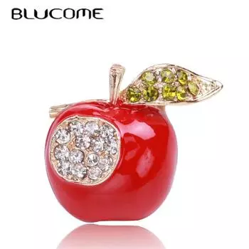 Blucome модная брошь с растением в виде красного яблока, ювелирные изделия из тонкого сплава, женский воротник, шарф, костюм, одежда, рубашка, булавка, аксессуары на пуговицах красный