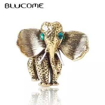Blucome модная брошь в виде носа слона для женщин, праздничное пальто, шарф, ретро-булавки из сплава с животными, ювелирные аксессуары золотой