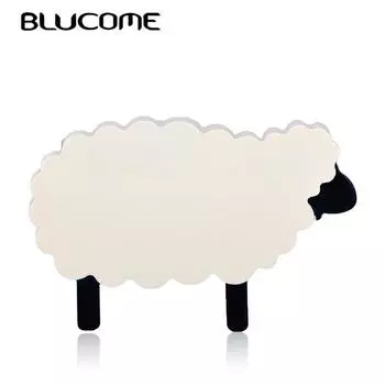 Blucome модная мультяшная большая брошь с изображением овцы и альпаки, акриловые украшения, значок в форме животного, женская сумка для девочек, заколки для шарфа, аксессуары белый