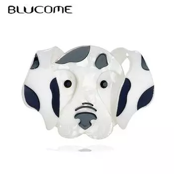 Blucome, модные акриловые броши с собакой далматинца для женщин, брошь в виде животного из мультяшной смолы, ювелирная булавка для шарфа, украшения одежды белый