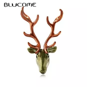Blucome модные темпераментные новые рождественские броши милые личности аниме брошь в виде лося универсальная для женщин и мужчин костюм Рождественский подарок зелёный