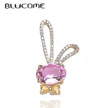 Blucome мультфильм милый милый инкрустированный искусственный желтый и белый кристалл брошь с ушастым кроликом маленькая булавка в виде животного розовый