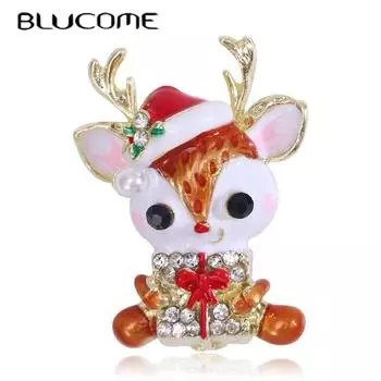 Blucome мультфильм милый сплав капает масло детская брошь в виде лося Рождественские праздничные аксессуары булавка красный