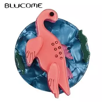 Blucome мультяшная брошь в виде динозавра, акриловая креативная брошь в виде птерозавра, плезиозавра для сумки, костюма, подарок на Новый год красный