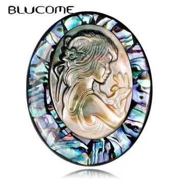 Blucome, натуральная ракушка морского ушка, брошь с медалью красоты, женская брошь для пальто, костюма, булавки для лацкана, подарок на Новый год разноцветный