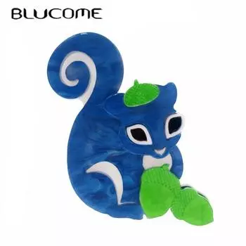 Blucome новая акриловая брошь с белкой и животным, женская брошь для пальто, костюма, булавки для лацкана, подарки на Новый год синий