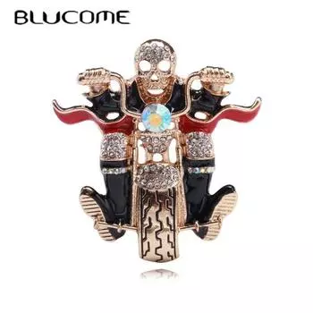 Blucome новая брошь с черепом для езды на мотоцикле, костюм из сплава, пальто, женские ювелирные аксессуары, булавка золотой