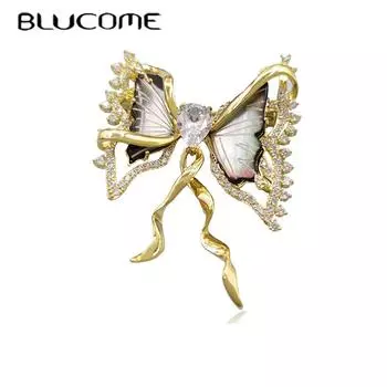 Blucome, новая качественная медная булавка, нежная аниме-брошь с вышивкой бабочки для женщин, корсажный костюм, шарф, шляпа, шпильки для хиджаба серый