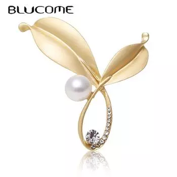 Blucome новая матовая брошь, заколки в виде листьев растений, женская брошь для пальто, костюма, сумки, заколки для шарфа, подарки на Новый год золотистый