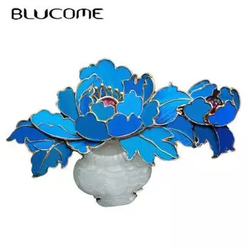 Blucome, новая модная эмалированная брошь с цветком для женщин и мужчин, костюм, шарф, подарок на Новый год синий