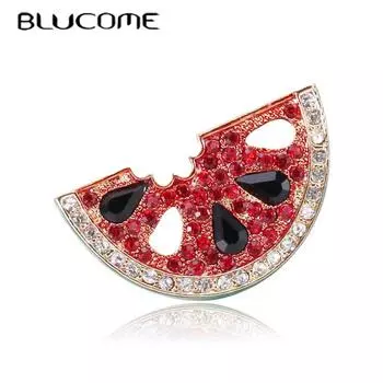 Blucome, новая модная брошь в виде арбуза, инкрустированная сплавом, простая и универсальная булавка для воротника с капающим маслом, фруктами, антибликовым покрытием красный