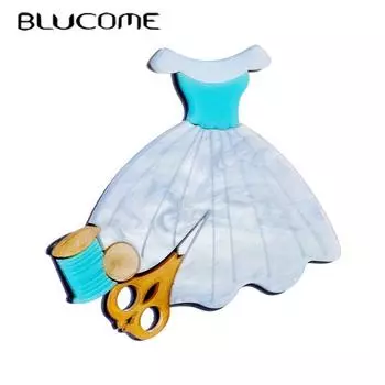 Blucome, новая модная одежда, женская брошь из акрилового материала, стильные женские броши, офисные повседневные ювелирные изделия, подарки синий