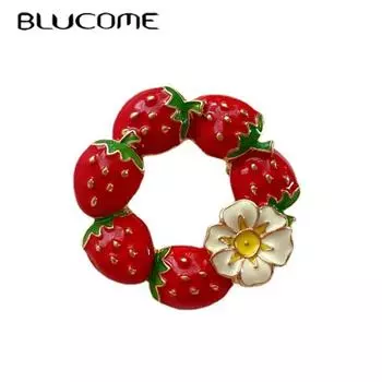 Blucome, новая рождественская булавка, милая брошь с клубникой и подсолнухом, высокое качество для женщин, платье, шляпа, булавка для хиджаба красный