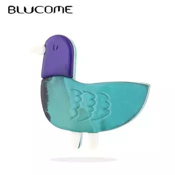 Blucome, новинка 2023, акриловые броши с маленькой уткой для женщин, заколки для лацканов с милыми животными, брошь на воротник, ювелирные изделия ручной работы, аксессуары коричневый