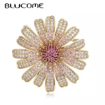 Blucome Новое поступление, медные броши изысканного качества в форме цветка для женского костюма, булавки для хиджаба Derss светло-розовый