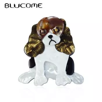 Blucome, новые акриловые броши ручной работы с собаками для женщин, милые домашние животные, вечерние офисные броши, булавка, ювелирные аксессуары, подарок коричневый