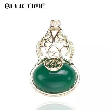 Blucome, новые ювелирные изделия, универсальная брошь в форме полой тыквы, инкрустированная фулу, из яшмы Hetian, женские аксессуары, булавки зелёный
