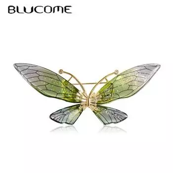 Blucome, новый дизайн, блестящие фиолетовые броши-бабочки, заколки для шарфа для женщин и девочек, повседневные зимние свидания жёлтый