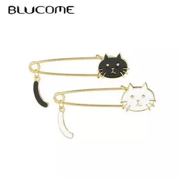 Blucome новый дизайн капает масло милый кот виляет хвостом брошь в виде животного аксессуары брошь белый