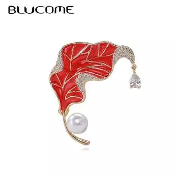 Blucome, новый дизайн, креативная персонализированная брошь в виде листа, анти-распадающаяся булавка со стразами, женские ювелирные аксессуары зелёный