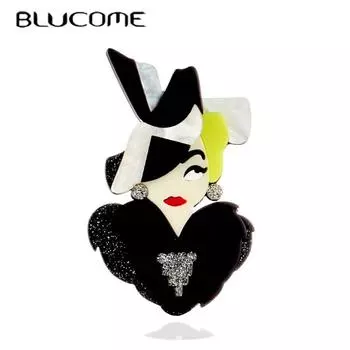 Blucome, новый дизайн, уникальная женская фигурка, акриловая брошь для женщин и девочек, булавки на лацканах, сумки, украшения, вечерние украшения для платья чёрный