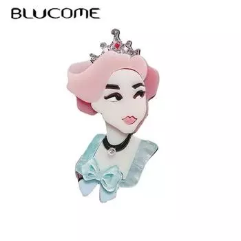 Blucome, новый дизайн, уникальная женская фигурка, акриловая брошь для женщин и девочек, булавки на лацканах, сумки, украшения, вечерние украшения для платья розовый