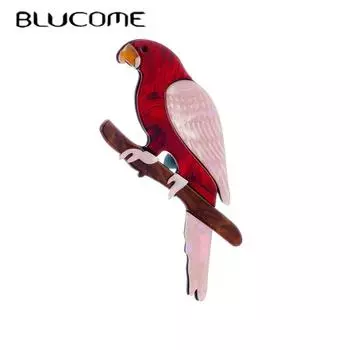 Blucome, новый стиль, женская брошь из акрилового материала, розовое перо, форма птицы, женская брошь, праздничная вечерние украшения для девочек, украшения на одежде красный