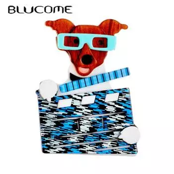 Blucome прекрасная мультяшная акриловая брошь в виде собаки для женщин и мужчин, булавки для костюма, подарок на Новый год красный