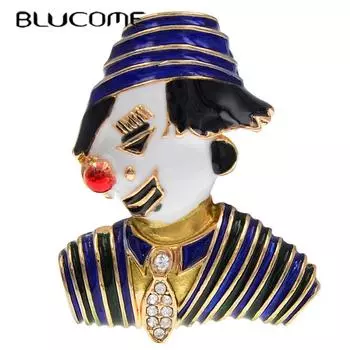 Blucome преувеличенная металлическая брошь с изображением клоуна с рисунком для женщин и мужчин, костюм, пальто, подарки красный