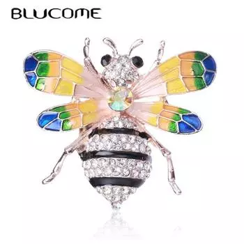Blucome простота кристалл эмаль броши в виде пчелы для женщин унисекс высокое качество насекомые вечерние офисная брошь на булавке подарки жёлтый