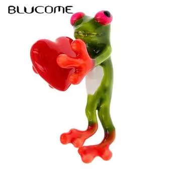 Blucome, простые эмалированные булавки в стиле ретро, милая маленькая лягушка с сердцем, брошь из сплава для женщин и мужчин, костюм, пальто, подарки на Новый год зелёный