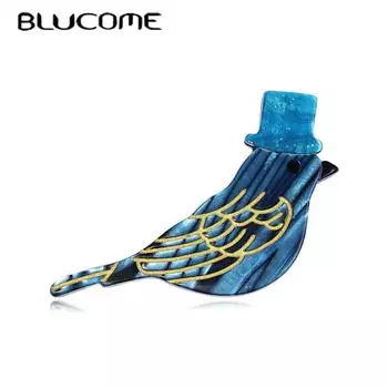 Blucome яркие акриловые милые броши с птицами, булавки для женщин, брошь в виде животного из волокна, подарок на Хэллоуин, Рождественскую вечеринку, бижутерия